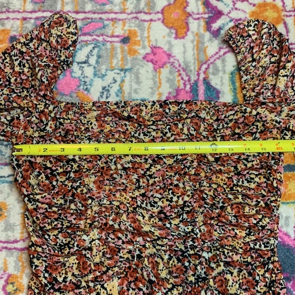 Pretty Little Thing Multi Floral Chiffon Double Ruched Bodycon Dress Shabby Chic - Picture 8 of 13